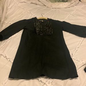 Michael by Michael Kors Black Linen Dress with embellishments